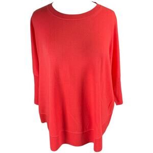 Vintage J.Crew 100% Merino Wool Oversized Sweater Coral Size Small 3/4 sleeve